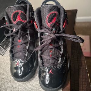 Jordan Kids Black and Red High-Top Sneakers